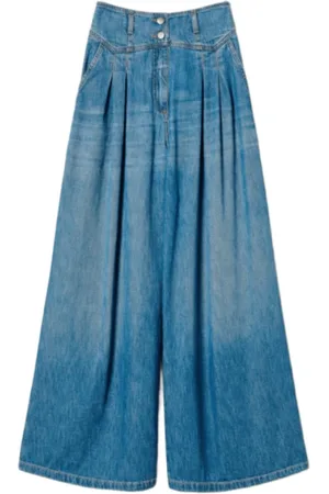 Twin-Set Jeans, Dame, Blå, W26, Denim, Højtaljede Wide-Leg Denim Jeans