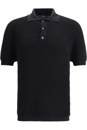 Kiton Top, Herre, Sort, S, Silke Polo Skjorte med Klassisk Krave