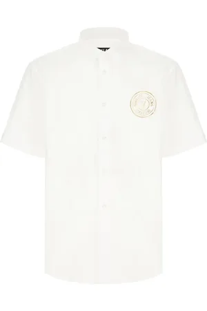 VERSACE Skjorte, Herre, Hvid, S, Bomuld, Afslappet Bomulds T-Shirt i Forskellige Farver