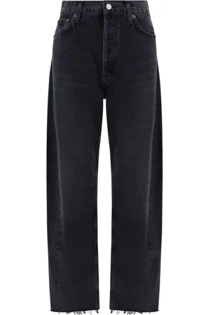 AGOLDE Jeans, Dame, Sort, W24, Bomuld, Vidde Bukser i Bomuld med Udslidte Kant