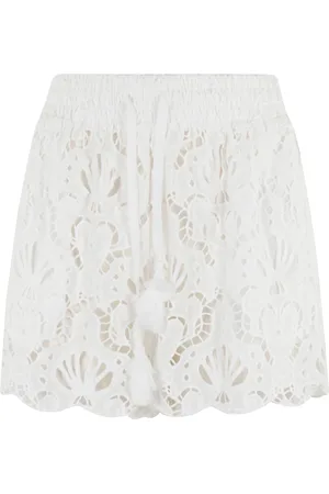 Farm Rio Shorts, Dame, Hvid, S, Bomuld, Hvid Seashell Eyelet Shorts