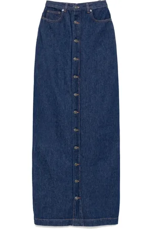 Fiorucci Nederdel, Dame, Blå, W26, Denim, Indigo Blå Knappet Nederdel
