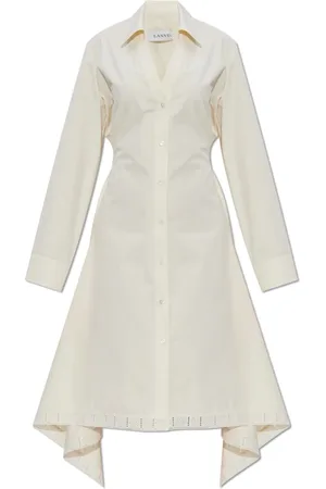 Lanvin Kjole, Dame, Hvid, S, Bomuld, Kjole med snøreliv