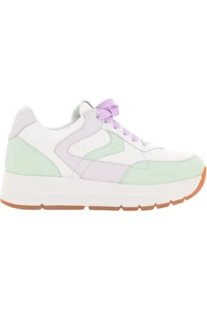 Voile blanche Sko, Dame, Flerfarvet, 36 EU, Hvide Sneakers med Mint og Lilla Accenter