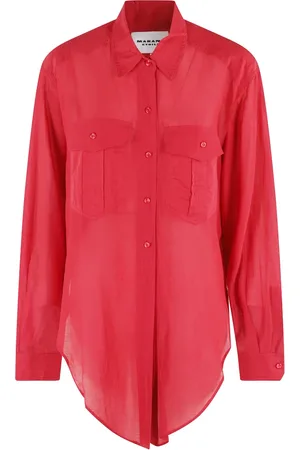 Isabel Marant Bluser & Skjorter, Dame, Rød, XS, Bomuld, Rød Bomuld Voile Skjorte med Spids Krave