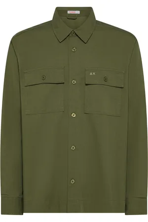 sun68 Jakke, Herre, Grøn, XL, Bomuld, Casual Overshirt i Bomuld Tencel Blanding
