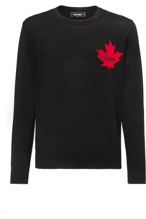 Dsquared2 Strik, Herre, Sort, XL, Uld, Stilfulde Sweaters til et Trendy Look