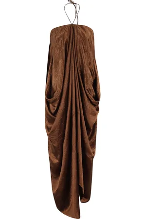 Herskind Kjole, Dame, Brun, XS, Satin, Draped Toffee Satin Kjole