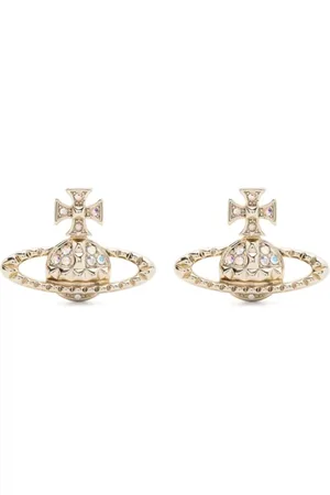 Vivienne Westwood Tilbehør, Dame, Gul, ONE SIZE, Uld, Guld Krystal Bas Relief Øreringe