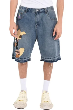 KIDSUPER STUDIOS Shorts, Herre, Blå, 2XL, Denim, Denim Bermuda Shorts med Patch