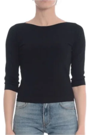 Roberto Collina Top, Dame, Sort, S, Polyester, Elegant Nero Sweatshirt til Kvinder
