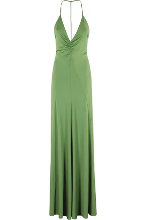 Victoria Beckham Kjole, Dame, Grøn, S, Polyester, Grøn Jersey V-hals Cami Kjole