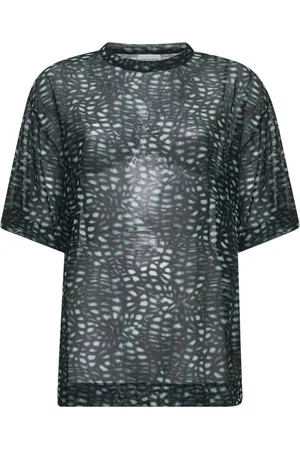 DRIES VAN NOTEN Bluser & Skjorter, Dame, Grøn, M, Uld, Grøn Orchid Spots Print T-shirt