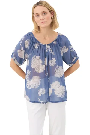 Part Two Bluser & Skjorter, Dame, Blå, 2XL, Stunning Flower Bluse Oceana Stil