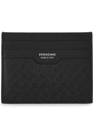 Salvatore Ferragamo Tilbehør, Herre, Sort, ONE SIZE, Monogram Præget Kortholder Pung