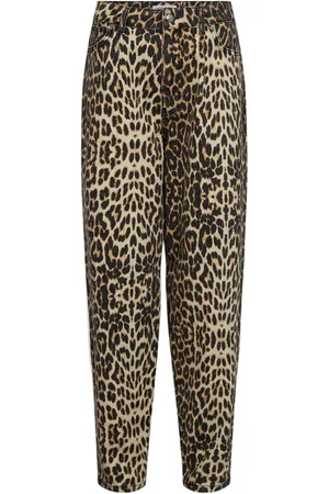 Co`Couture Bukser, Dame, Brun, XL, Leopard Print Plisserede Bukser Khaki