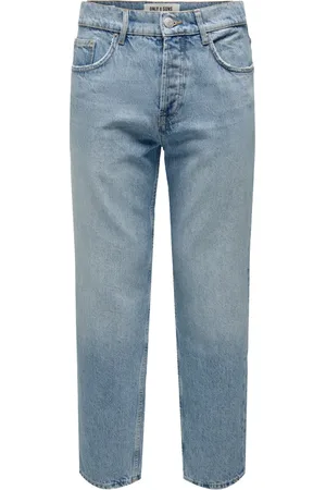 Only & Sons Jeans, Herre, Blå, W31 L32, Denim, Straight Denim Jeans