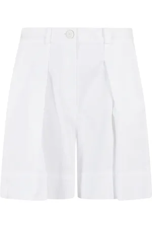 Malo Shorts, Dame, Hvid, M, Bomuld, Højtaljede brede ben bomuld bukser