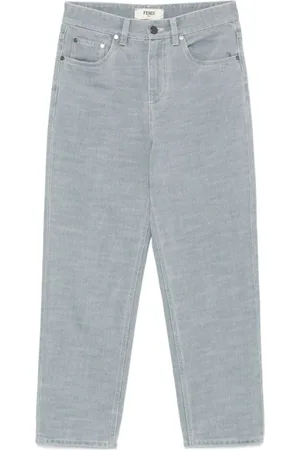 Fendi Jeans, Dame, Blå, 2XS, Denim, Blå præget logo denim jeans