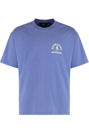 Represent Top, Herre, Lilla, M, Bomuld, Ribbet Bomuld Crew-Neck T-shirt