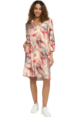 2-Biz Kjole, Dame, Flerfarvet, M, Uld, Elegant Rose Sky Kjole med Abstrakt Print