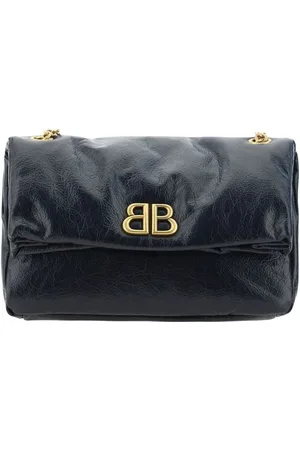 Balenciaga Taske, Dame, Sort, ONE SIZE, Uld, Monaco Skuldertaske, Oversize Polstret Design