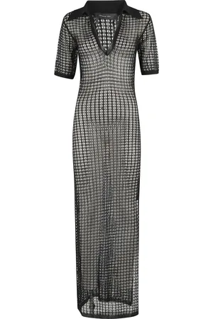 FEDERICA TOSI Kjole, Dame, Sort, XS, Polyester, Sort Lang Polo Kjole Flexage Stil