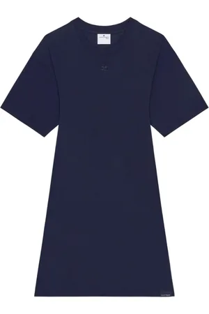 Courrèges Kjole, Dame, Blå, XS, Bomuld, Hvid Mini Kjole Elegant Tilføjelse