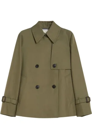 Max Mara Frakke, Dame, Grøn, S, Uld, Grøn Trenchcoat Stilfuld Praktisk