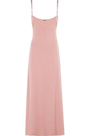 Paco rabanne Kjole, Dame, Lyserød, XS, Blush Slip Kjole med Metallic Bue