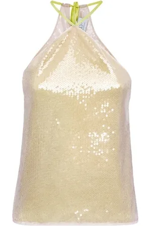MVP Wardrobe Top, Dame, Grå, M, Satin, Paillet Top med Kontrastfarve Bindebånd