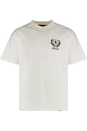 Represent Top, Herre, Hvid, 2XL, Bomuld, Ribbet Bomuld Crew-Neck T-shirt
