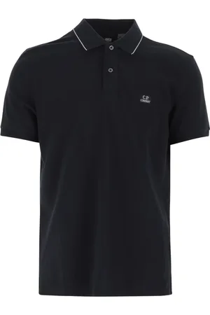 C.P. Company Top, Herre, Blå, M, Bomuld, Logo Polo Shirt i Strækbar Bomuld
