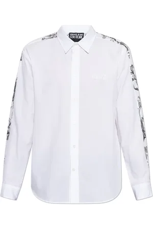 VERSACE Skjorte, Herre, Hvid, L, Bomuld, Skjorte med baroktryk