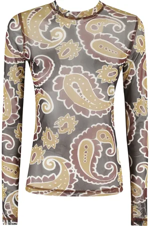 J.W.Anderson Top, Dame, Brun, S, Polyester, Brun Trykt Mesh Langærmet Top