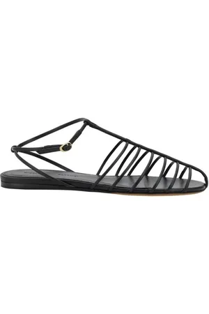 Proenza Schouler Sko, Dame, Sort, 40 EU, Læder, Caged Lambskin T-Strap Flade Sandaler