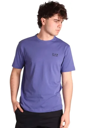 EA7 Top, Herre, Blå, 2XL, Bomuld, Afslappet Bomuld T-Shirt til Mænd