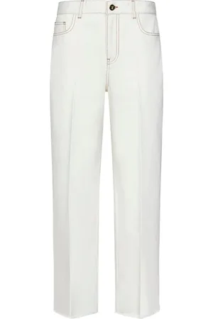 Giambattista Valli Jeans, Dame, Hvid, XS, Denim, Brun Hvid Denim Syning Jeans