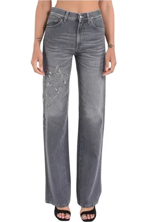 Dondup Jeans, Dame, Grå, W29, Bomuld, Bred Ben Jeans Model Mabel