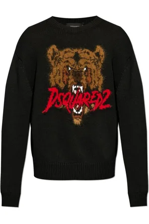 Dsquared2 Strik, Herre, Sort, L, Uld, Stilfulde Sweaters til et Trendy Look