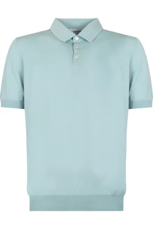Gran Sasso Top, Herre, Blå, M, Lyseblå Strikket T-shirt med Krave