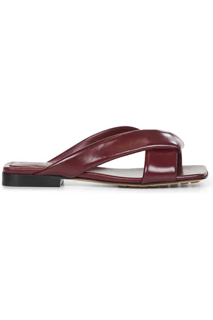 Bottega Veneta Sko, Dame, Rød, 38 1/2 EU, Læder, Burgundy Læder Slip-On Sandaler