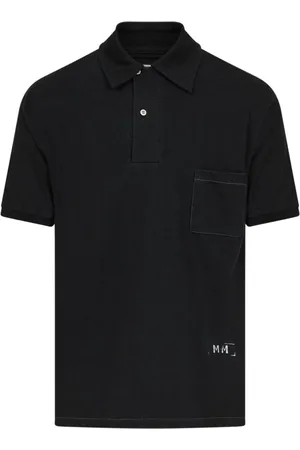 Maison Margiela Top, Herre, Sort, L, Bomuld, Sort Poloskjorte Klassisk Stil