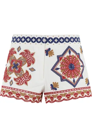 Farm Rio Shorts, Dame, Flerfarvet, M, Bomuld, Farverige Broderede Marys Fliser Shorts
