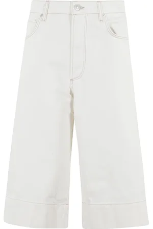 Paige Shorts, Dame, Hvid, W27, Bomuld, Ecru Bermuda Jeans med taljebånd
