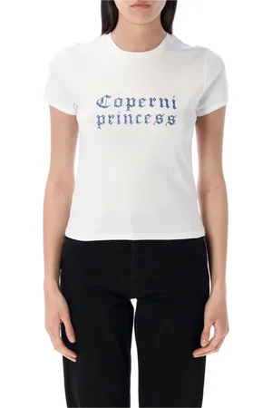 COPERNI Top, Dame, Hvid, L, Bomuld, Hvid Prinsesse T-shirt med krystalpynt