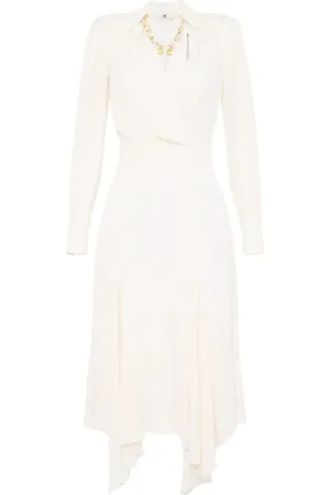 Elisabetta Franchi Kjole, Dame, , M, Uld, V-hals kjole med guld knapper