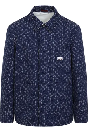 Gucci Skjorte, Herre, Blå, M, Bomuld, Blå GG Logo Bomuldsskjorte