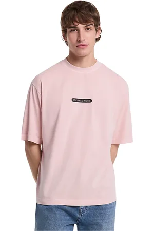 Michael Kors Top, Herre, Lyserød, S, Tyl, Logo Tee i Garment Dye Style