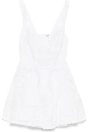 CHARO RUIZ IBIZA Kjole, Dame, Hvid, M, Hvid Smocked Panel Sweetheart Neck Kjole
